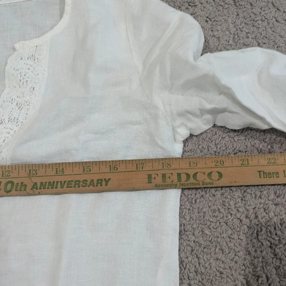 J Crew Women's Tunic Small White Linen Blend Eyelet Flowy - Picture 5 of 8